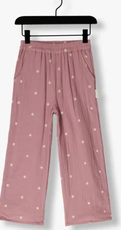 roze petit blush wijde broek wide leg pants embroidery