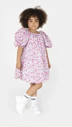 roze salty stitch mini jurk ballon jurk - flower