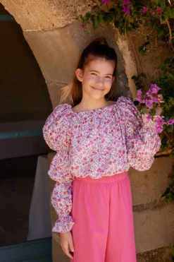 roze salty stitch top ballon top - flower