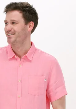 roze scotch & soda casual overhemd regular fit garment-dyed linen shortsleeve shirt