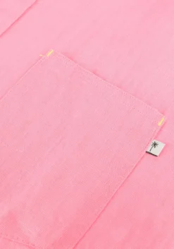 roze scotch & soda casual overhemd regular fit garment-dyed linen shortsleeve shirt