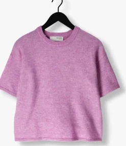 roze selected femme t-shirt slfmaline-liliana 2/4 knit o-neck