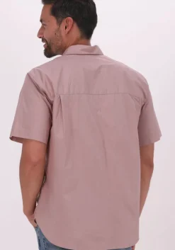 roze selected homme casual overhemd slhrelaxbaron shirt ss mix w faawn