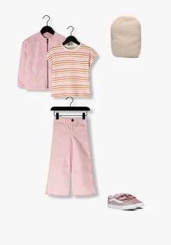 roze sproet & sprout flared broek flare denim pants daisies print