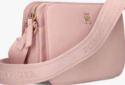 roze tommy hilfiger schoudertas th logotape camera bag