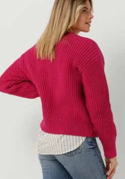 roze tommy hilfiger trui org cotton button c-nk sweater