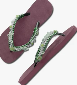 roze uzurii teenslippers macrame green blossom