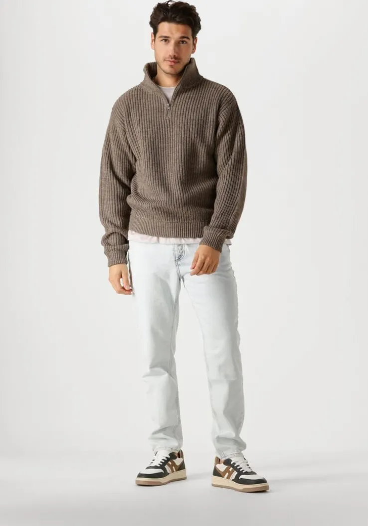 taupe american vintage trui crashway half zip h