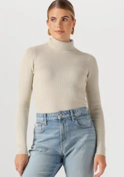 taupe calvin klein coltrui woven label roll neck