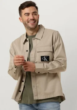 taupe calvin klein overshirt utility shirt