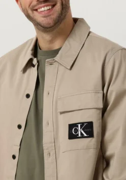 taupe calvin klein overshirt utility shirt