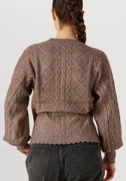taupe co'couture vest row cable tie cardigan