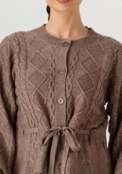 taupe co'couture vest row cable tie cardigan