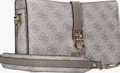 taupe guess schoudertas zamira top zip