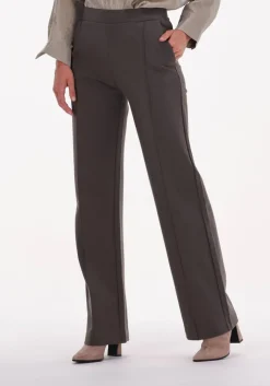 taupe knit-ted wijde broek floor pant