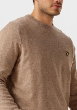 taupe lyle & scott trui lambswool blend crew neck jumper