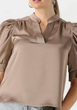 taupe neo noir blouses roella heavy sateen blouse