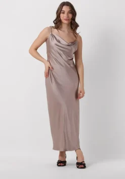 taupe notre-v maxi jurk satin strap dress