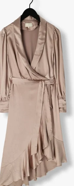 taupe notre-v midi jurk nv-dorissa satin dress