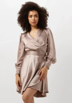 taupe notre-v mini jurk nv-doris satin dress