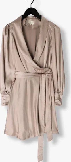 taupe notre-v mini jurk nv-doris satin dress