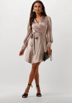 taupe notre-v mini jurk nv-doris satin dress