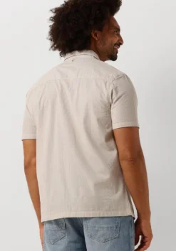 taupe pure path casual overhemd seersucker shortsleeve shirt with chest pockets