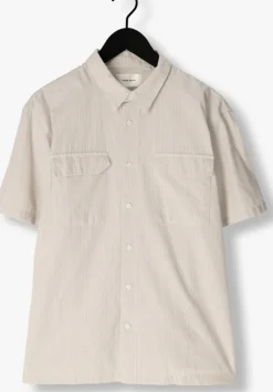 taupe pure path casual overhemd seersucker shortsleeve shirt with chest pockets