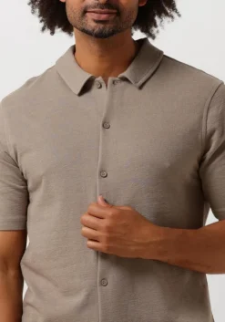 taupe pure path casual overhemd shortsleeve shirt button up