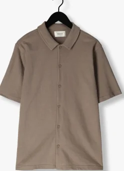 taupe pure path casual overhemd shortsleeve shirt button up