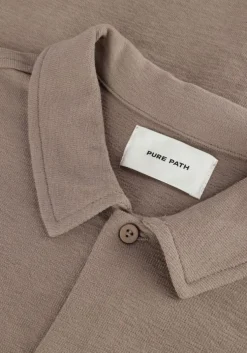 taupe pure path casual overhemd shortsleeve shirt button up