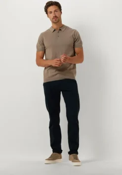 taupe pure path polo knit polo with chestprint