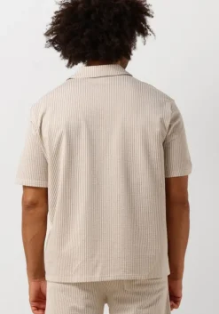 taupe selected homme casual overhemd slhrelaxben seersucker ss jersey shirt