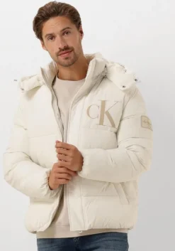 witte calvin klein gewatteerde jas essentials non down jacket