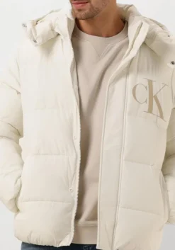 witte calvin klein gewatteerde jas essentials non down jacket
