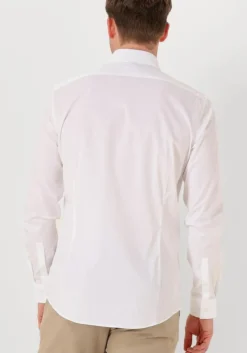 witte calvin klein klassiek overhemd poplin stretch slim shirt