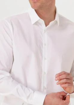 witte calvin klein klassiek overhemd poplin stretch slim shirt