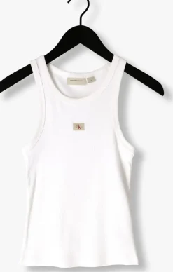 witte calvin klein top woven label rib tank top