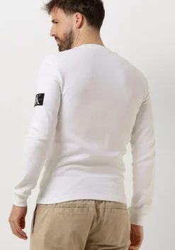 witte calvin klein trui badge waffle ls tee