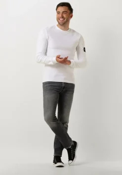 witte calvin klein trui badge waffle ls tee