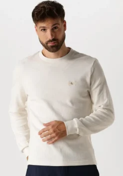 witte calvin klein trui woven label waffle ls tee