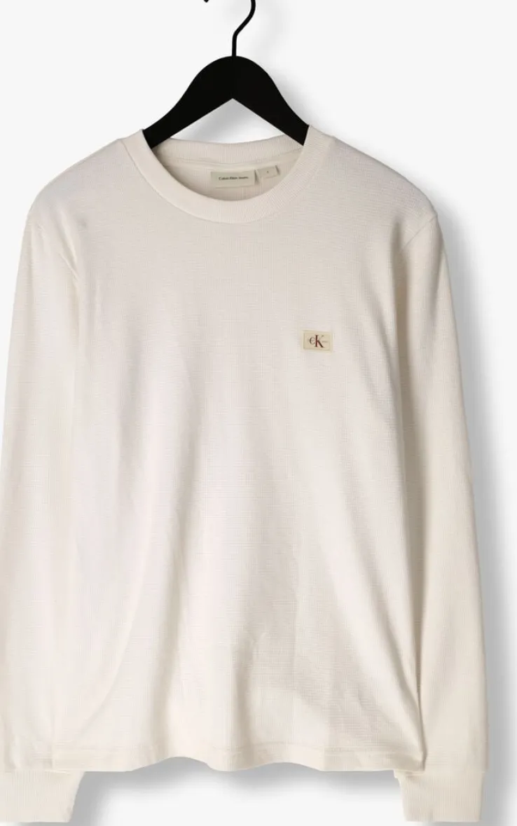 witte calvin klein trui woven label waffle ls tee