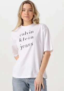 witte calvin klein t-shirt ss ckj logo tee