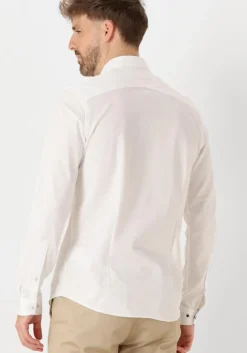 witte cast iron casual overhemd long sleeve shirt twill jersey 2 tone