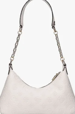 witte guess schoudertas gerty top zip shoulder bag