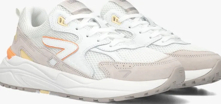 witte hub lage sneakers grid-w