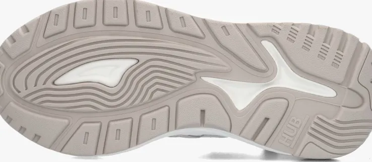 witte hub lage sneakers grid-w