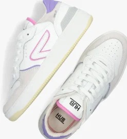 witte hub lage sneakers smash