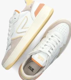witte hub lage sneakers smash