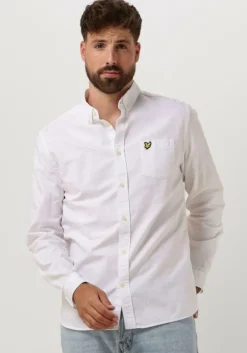 witte lyle & scott casual overhemd regular fit light weight oxford shirt